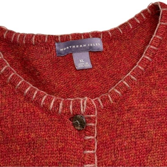 Northern Isles Maroon Wool Forest Cardigan Cozy Grandmacore Size XL - Picture 4 of 4